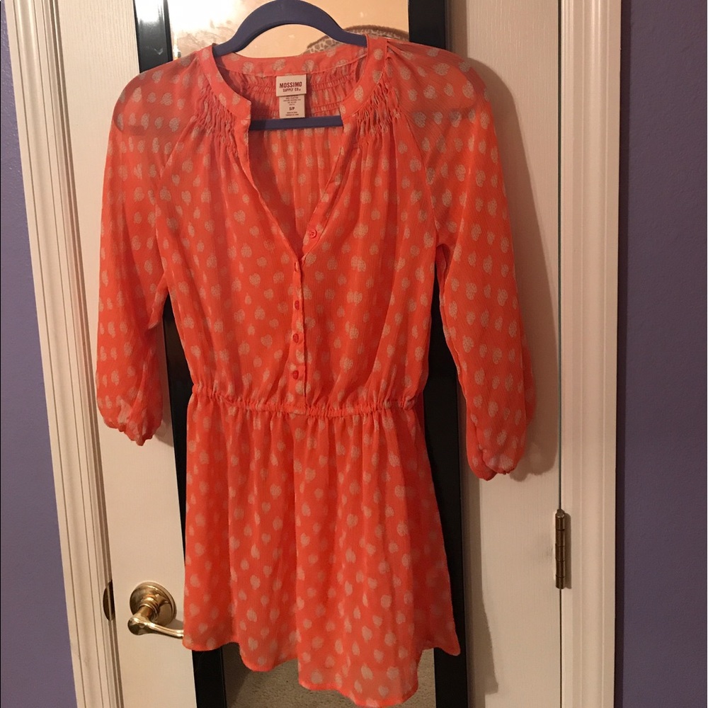 Orange ladybug long sleeve blouse