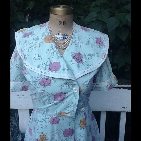 VTG 1950s Fit & Flare Day Dress - Picture 4 of 8