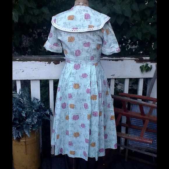 VTG 1950s Fit & Flare Day Dress - Picture 6 of 8