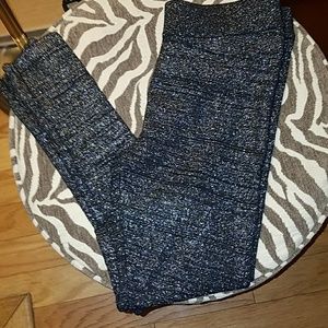 Express Black and Silver Full Length Leggings
