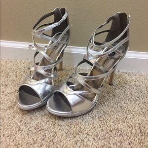 Silver Strappy Heels