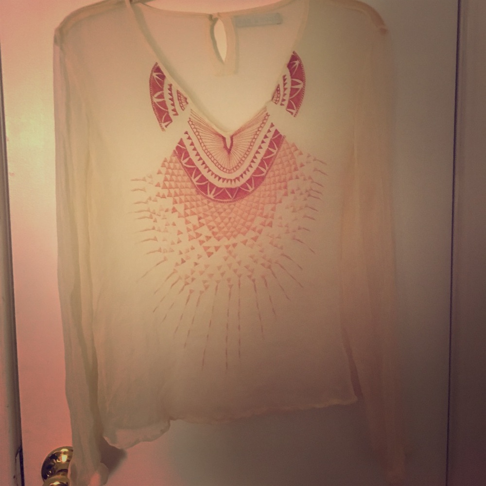 Sheer blouse with embroidery