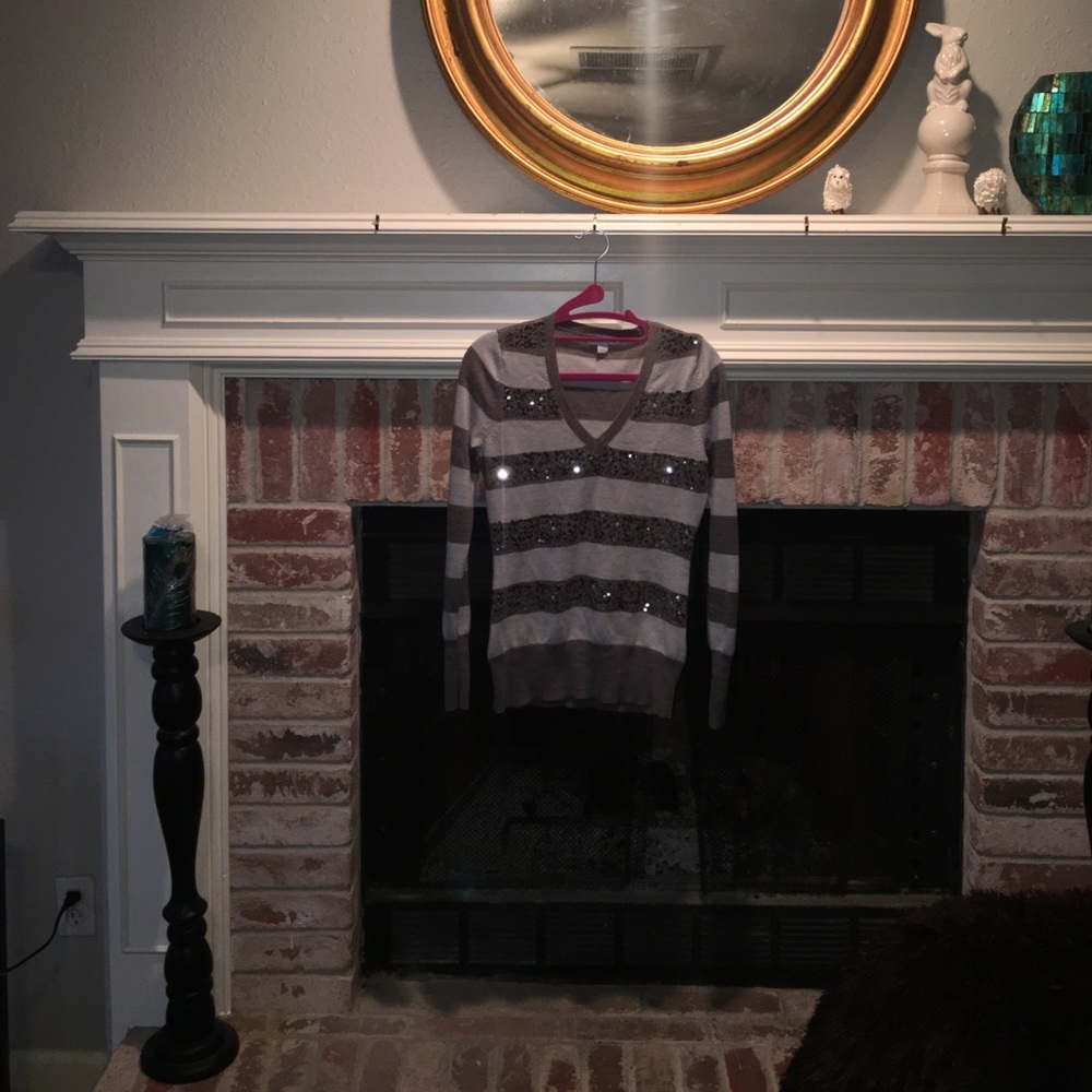 Gray and Charcoal Sequin Sweater