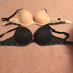 2 PINK push up bras