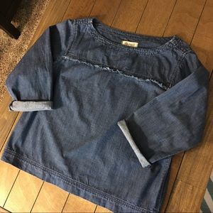 Madewell denim 3/4 length sleeved blouse
