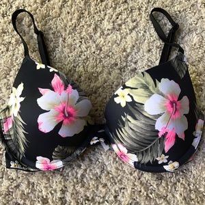 PINK Floral Push Up Bra 32 C