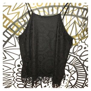 Hi-neck Top w/ Mandala Patterns & Fringe