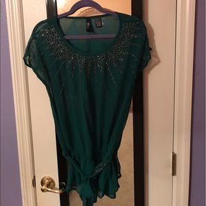 Green beaded design blouse
