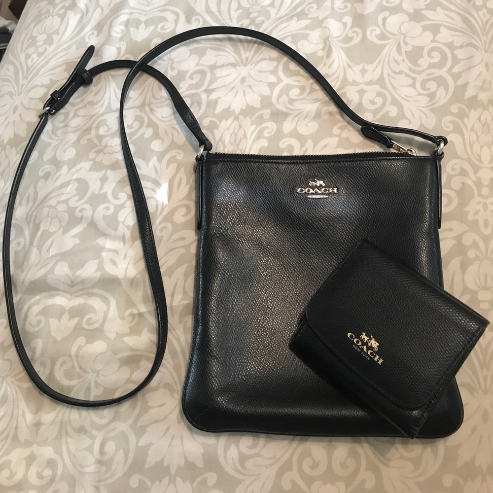 Black Coach Cross body purse and wallet bundle