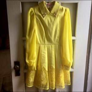 Fit-and-Flare Yellow Dress