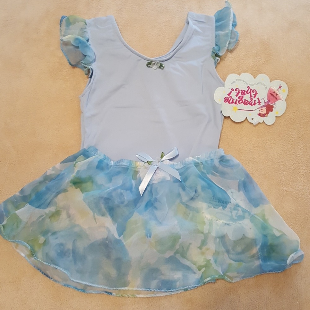 NWT "Imagine That" Blue Leotard with Floral Skirt