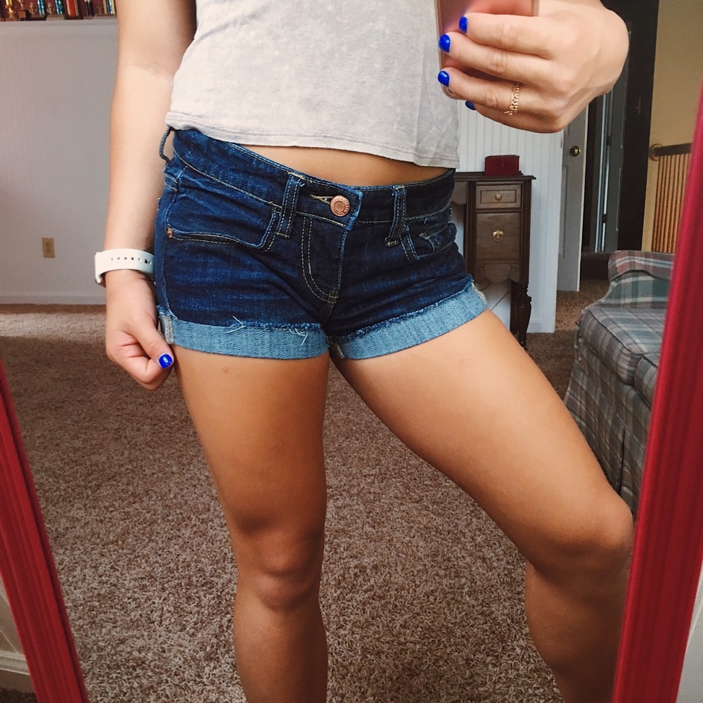 dark wash jean shorts