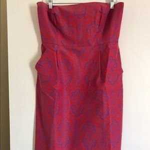 JCrew Pink/Orange Paisley Strapless Dress, 10