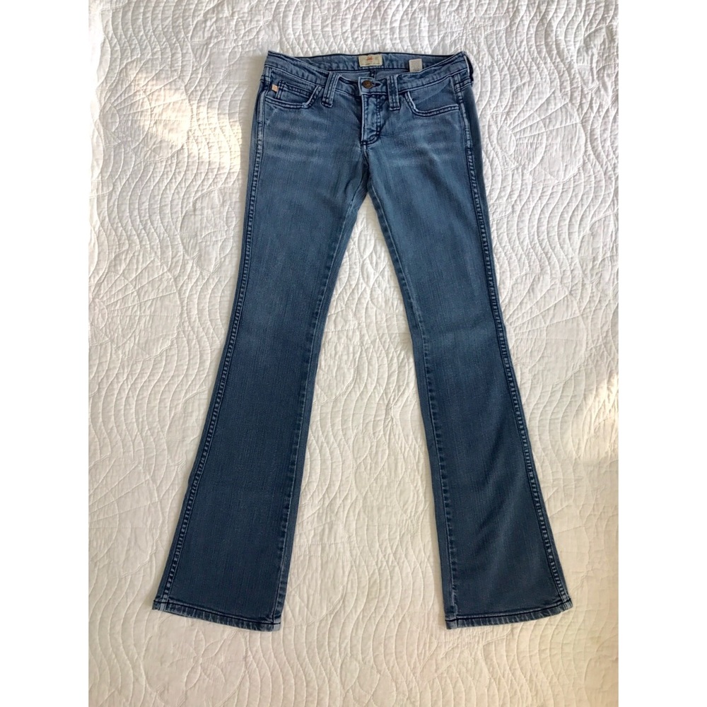 Frankie B. Low-Rise Flared Jeans w Rhinestone Logo