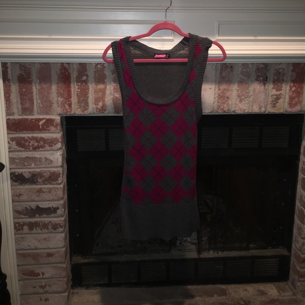 Berry and Gray argyle long sweater vest