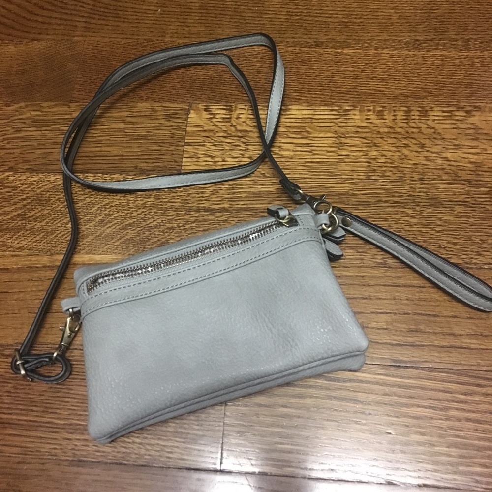 Gray cross body bag