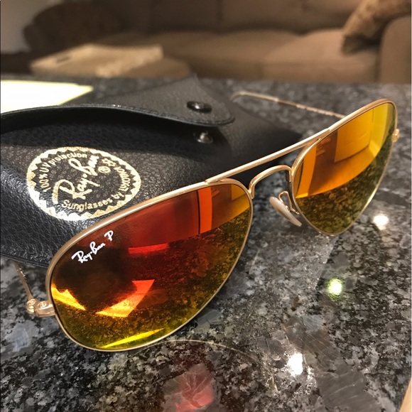 Rayban Gold Orange Flash Polarized sunglasses