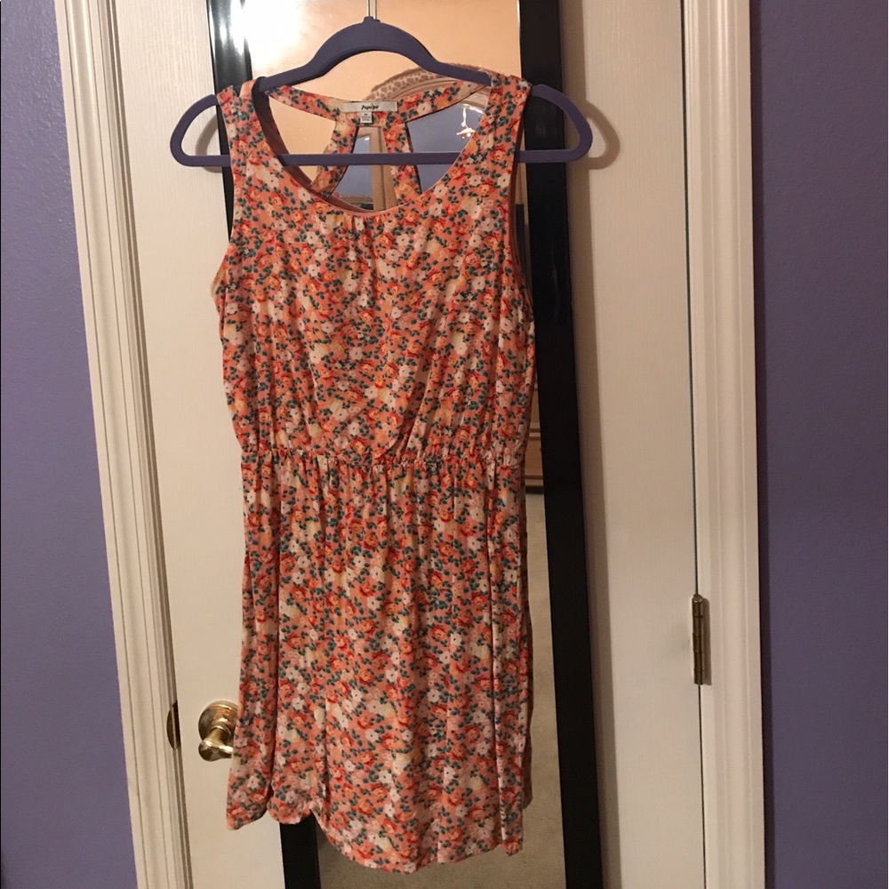 Peach with floral pattern dress