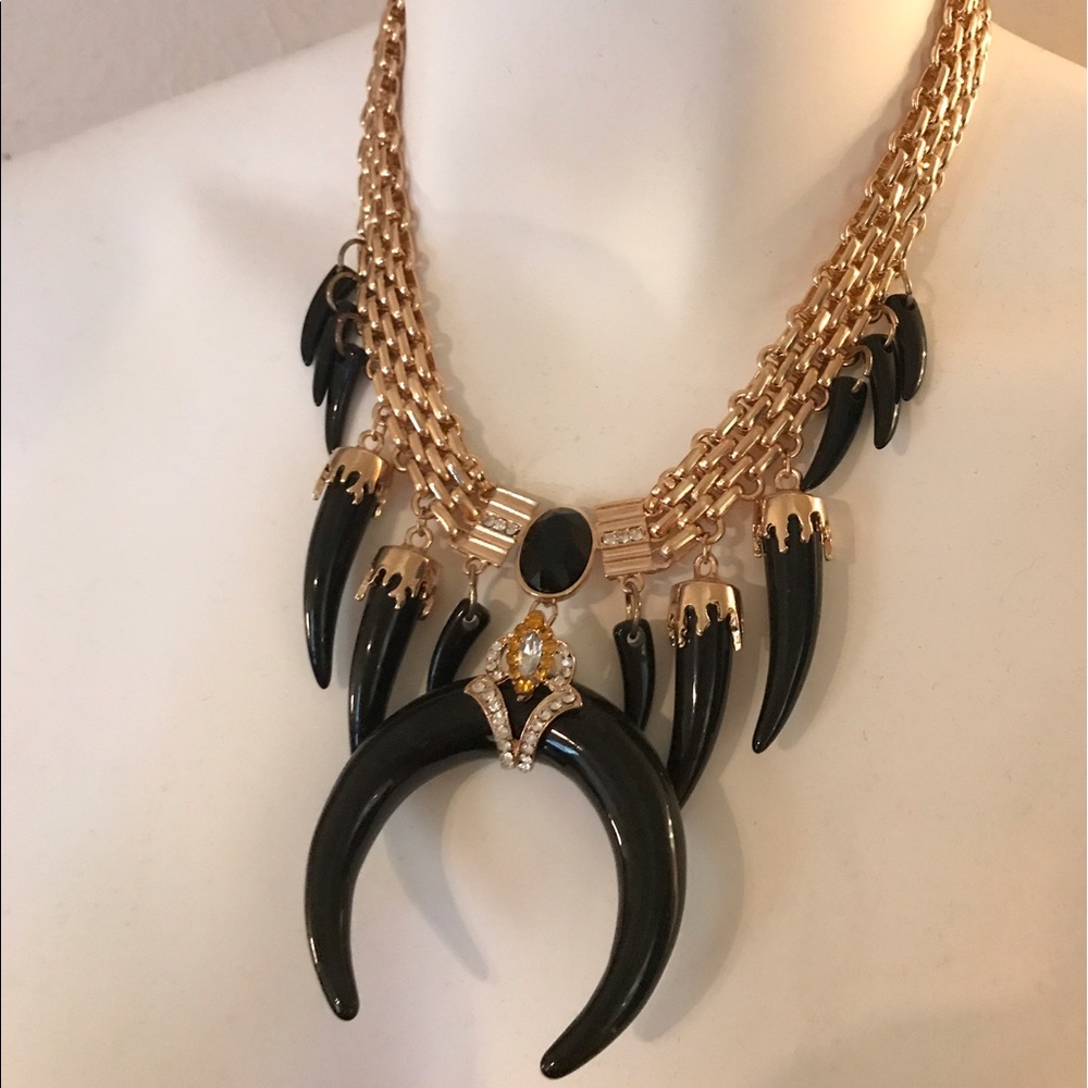 Gold + Black Tribal Statement Necklace