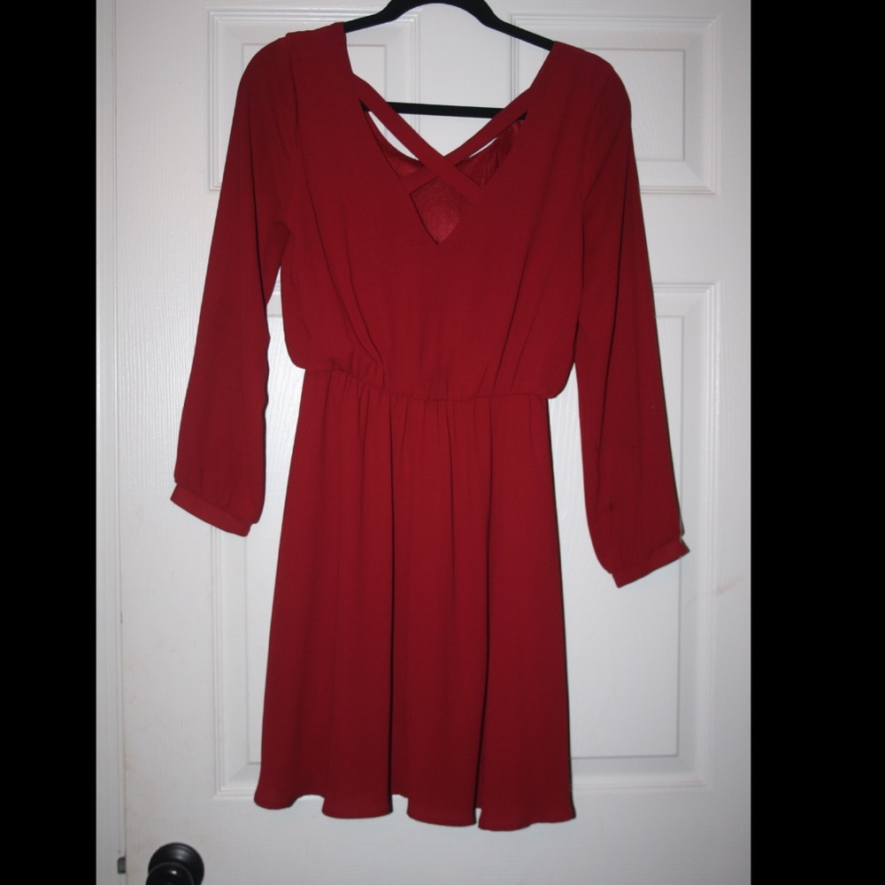 Francesca's red, v-neck cross dress