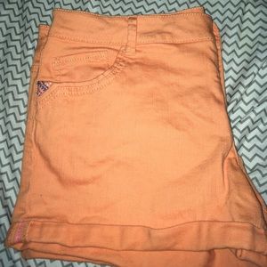 Orange Denim Shorts
