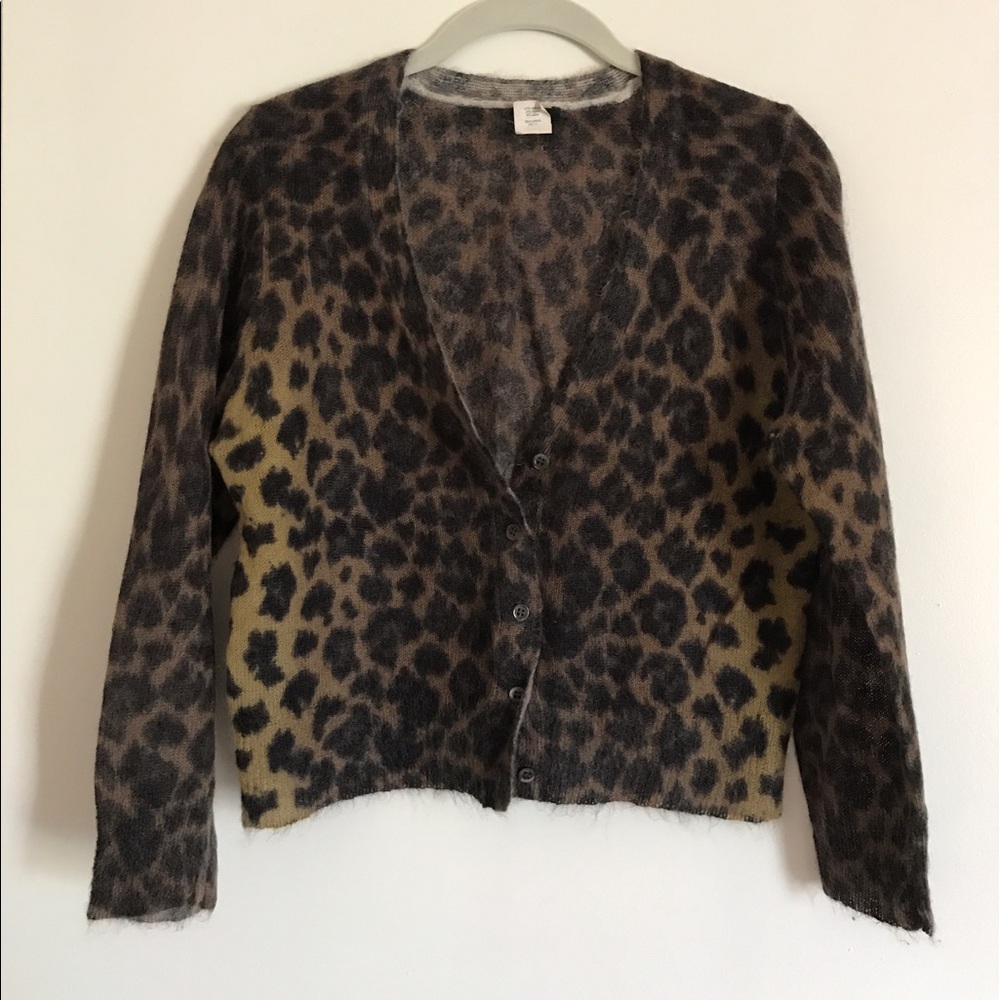 Jcrew Animal Print V-Neck Cardigan, Size M
