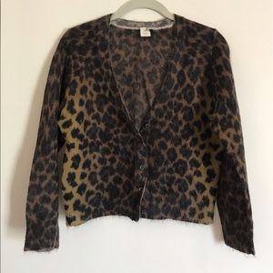 Jcrew Animal Print V-Neck Cardigan, Size M