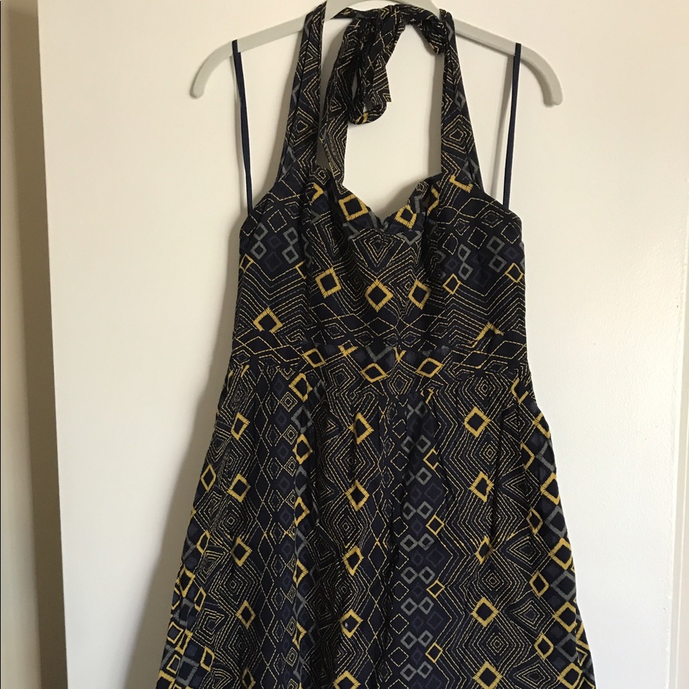 Anthropologie Navy Halter Sundress, Size 8