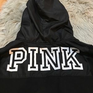 NWOT VICTORIAS SECRET PINK BLACK HOODIE HALF ZIP