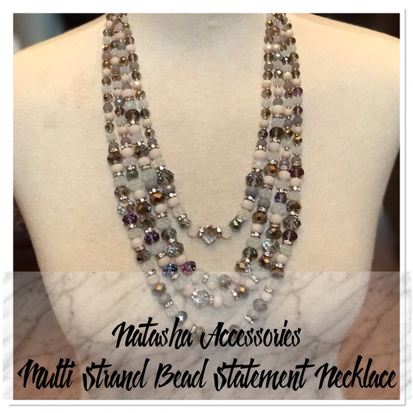 Natasha Multi Strand Beaded Statement Necklace - Picture 7 of 7
