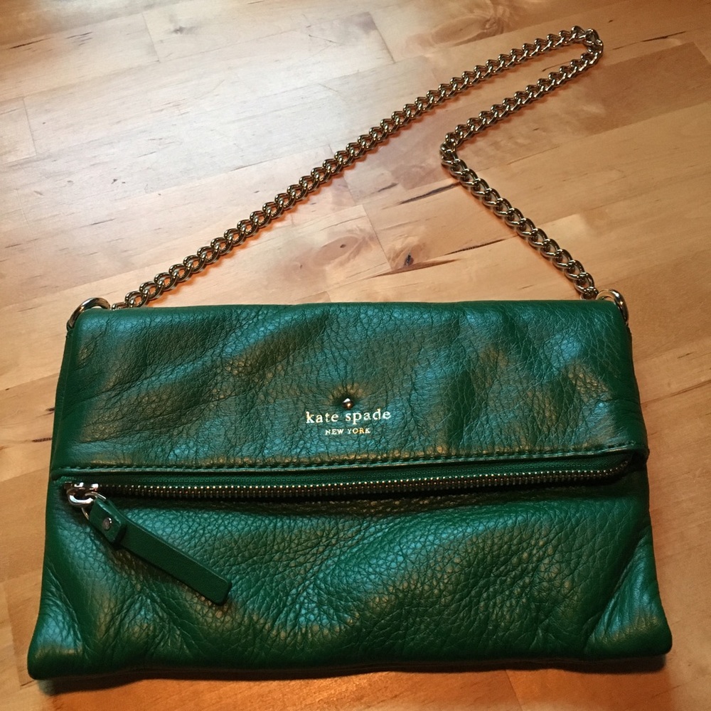 Green Kate Spade Clutch with Chain