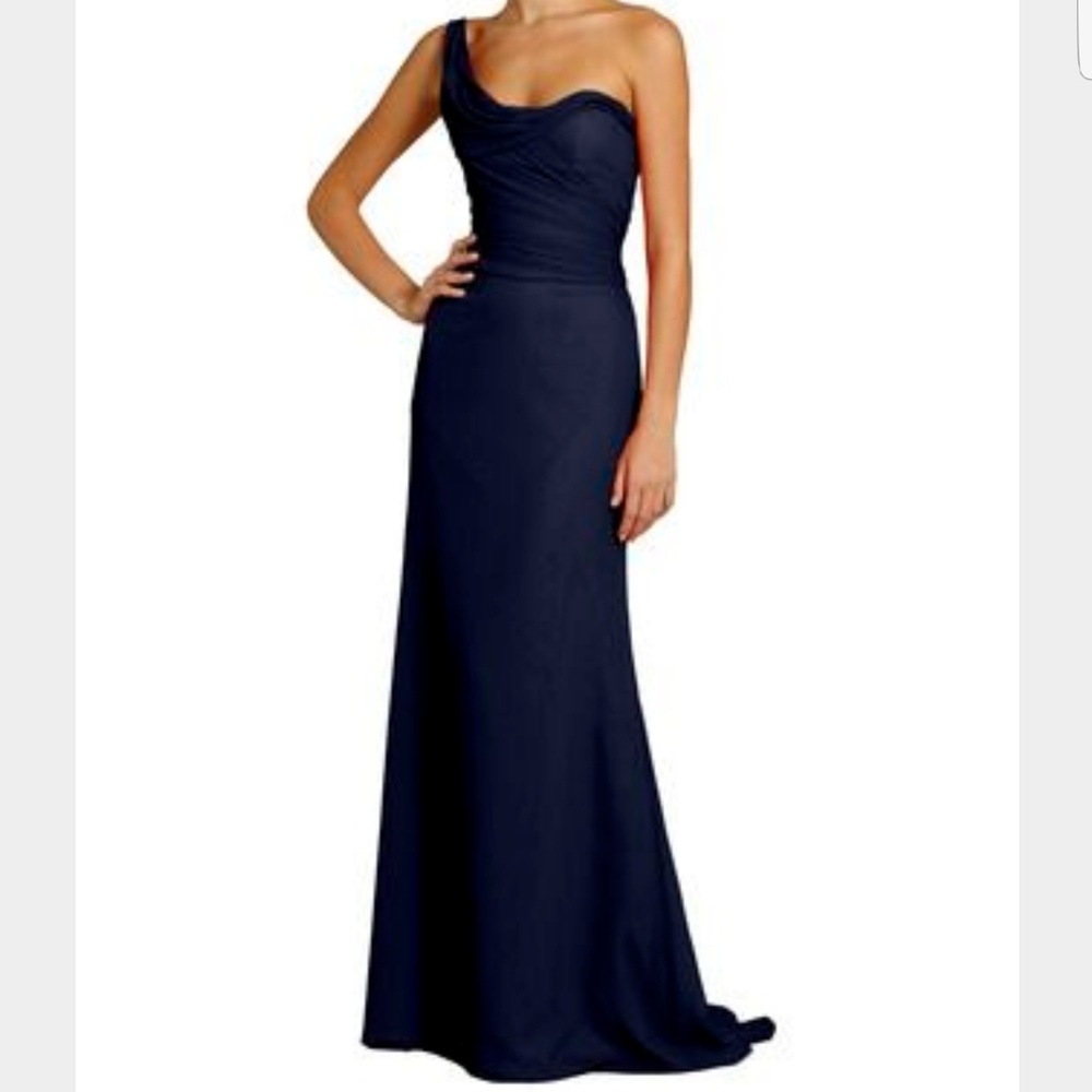 Jim Hjelm Couture navy one shouder gown
