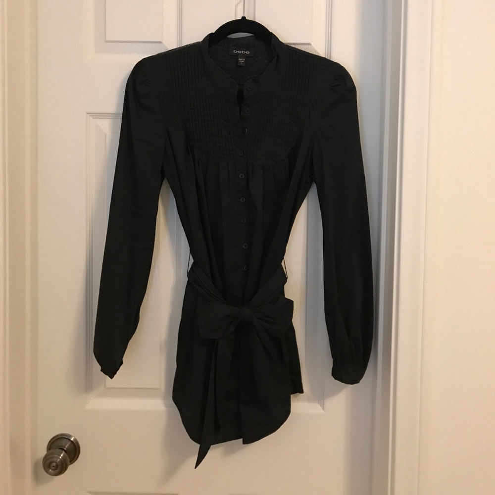 Bebe black button up with belt