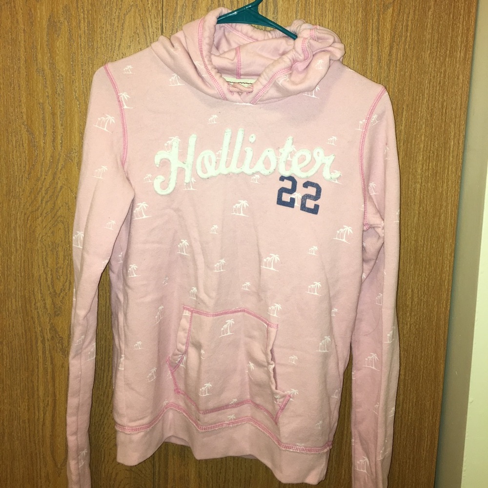 Hollister pink palm tree pullover hoodie
