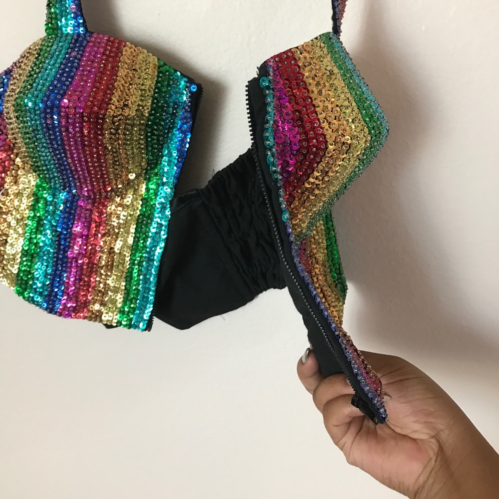 Handmade Rainbow 🌈 cropped bustier top