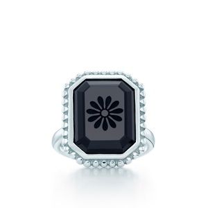 Size 6 Sterling Onyx Tiffany Ring