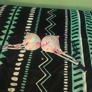 PINK push-up wear everywhere colorful roses bra