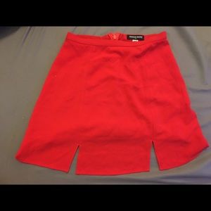 Bright red crepe mini skirt