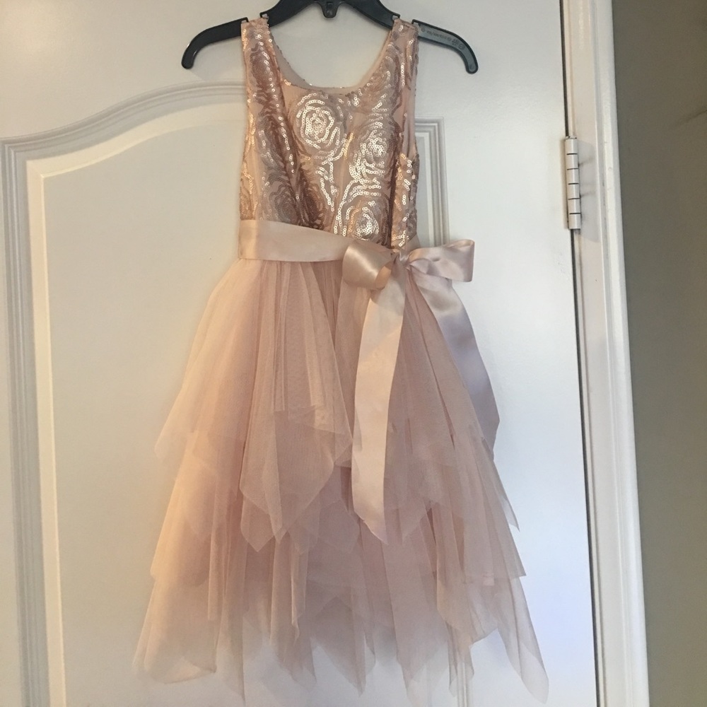 Girls size 4 rose gold/blush party dress