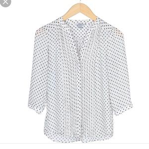 H&M black/white polka dot button up blouse