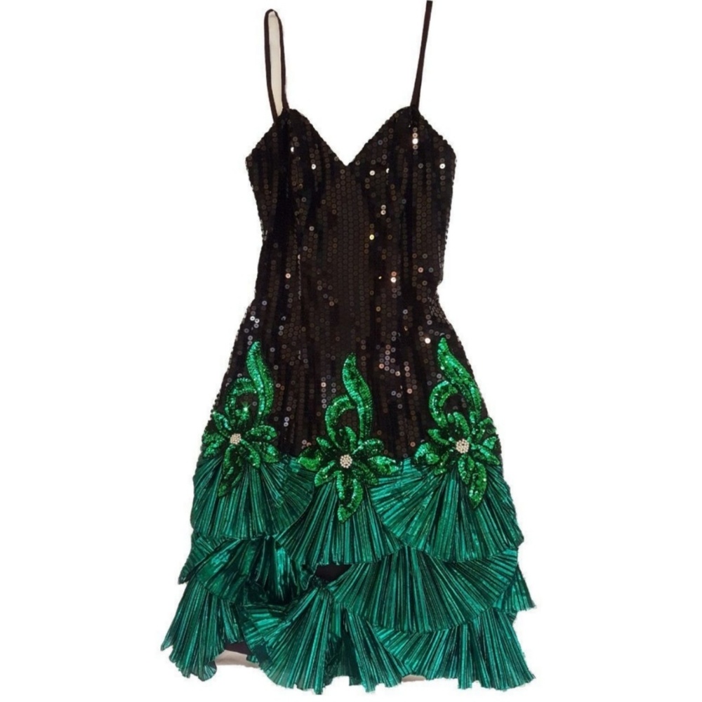 Black and Teal Sequin Dress