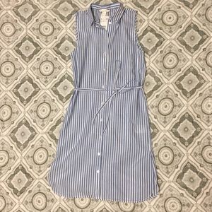 H&M Blue Striped Button-Up Dress