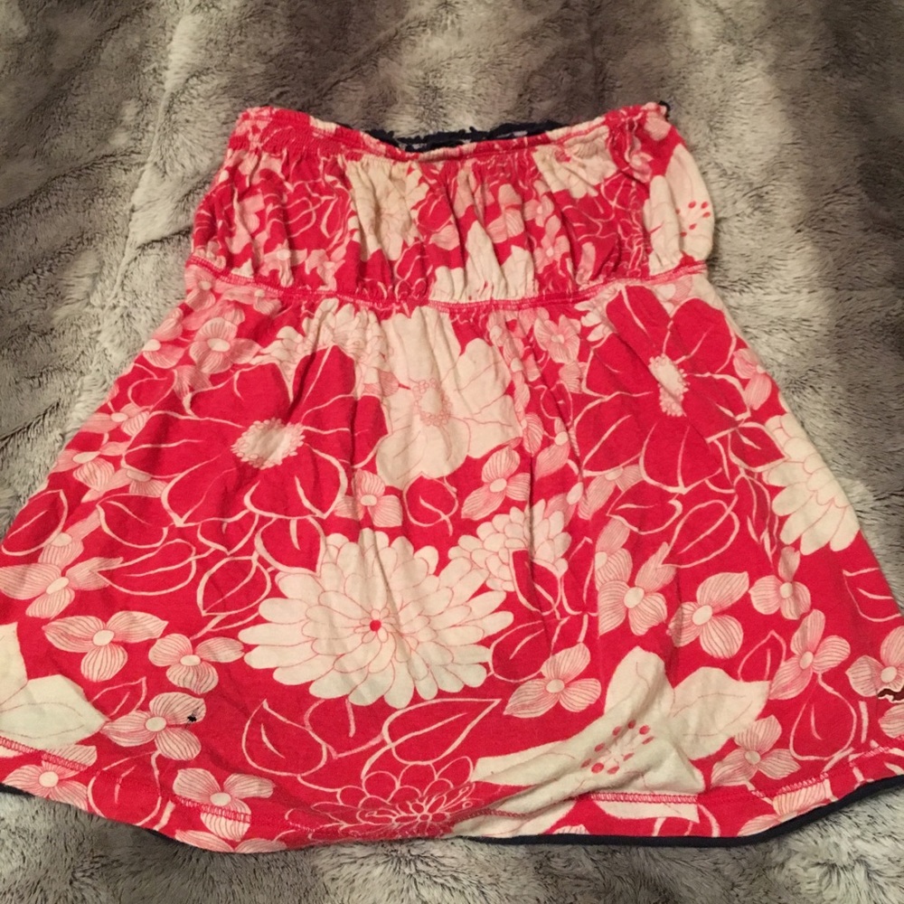 Hollister strapless pink & white top with flowers