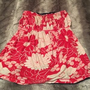 Hollister strapless pink & white top with flowers