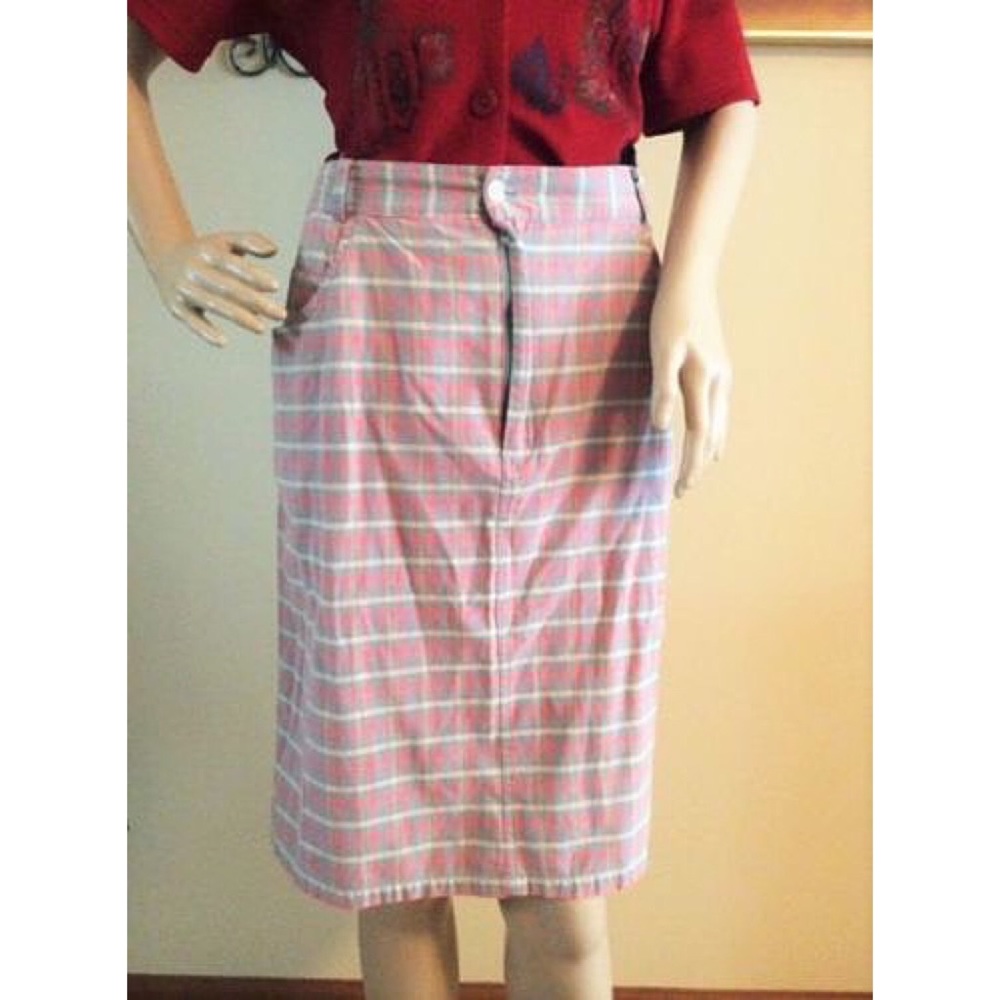 Joan Leslie Vintage 70's Plaid Pencil Skirt (M) - Picture 1 of 4