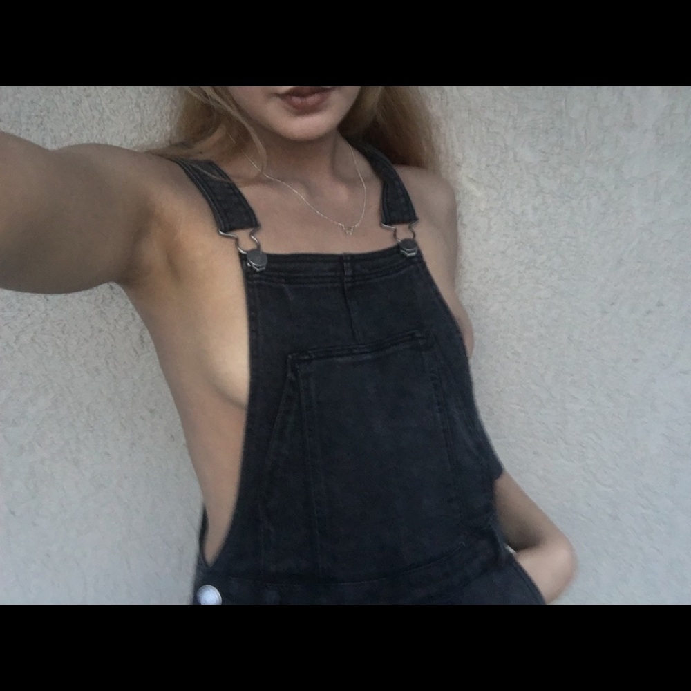 Full pant fitted washed black vintage overalls