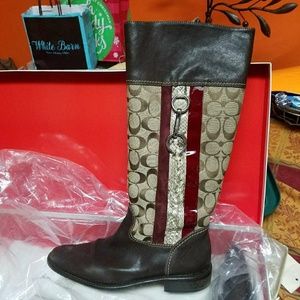 All leather Coach logo  riding boots