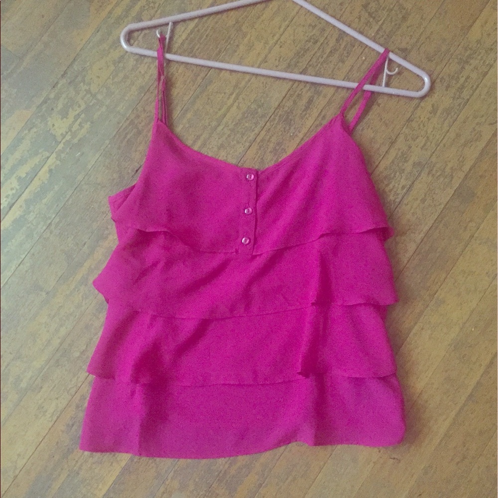 Fuschia tank top with buttons