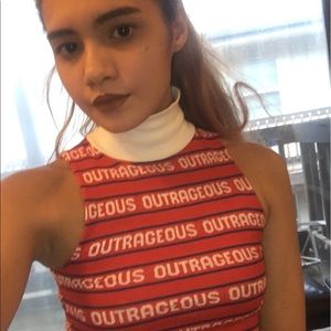 Custom vintage sleeveless turtleneck "outrageous"