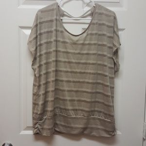 Lane Bryant 18/20 tan stripped sheer t-shirt